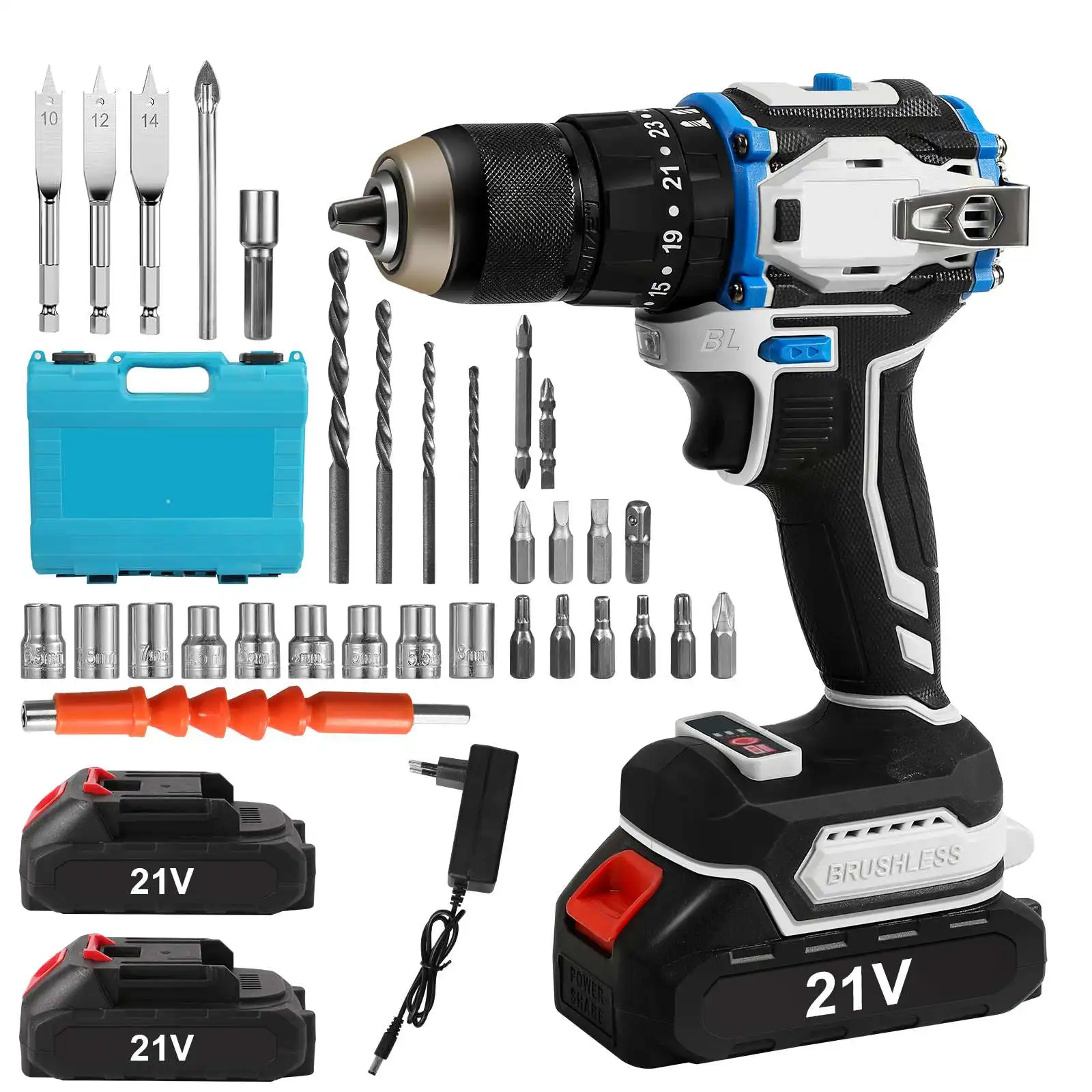 Taladro percutor inalámbrico sin escobillas, batería de iones de litio, destornillador eléctrico, taladro eléctrico, mini taladro manual, herramientas eléctricas para batería Makita de 18V
