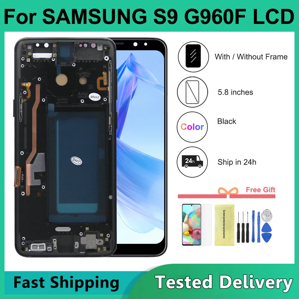 TFT Quality For Samsung S9 With Frame LCD Display G960 G960F Touch Screen Digitizer Assembly For Galaxy S9 Screen