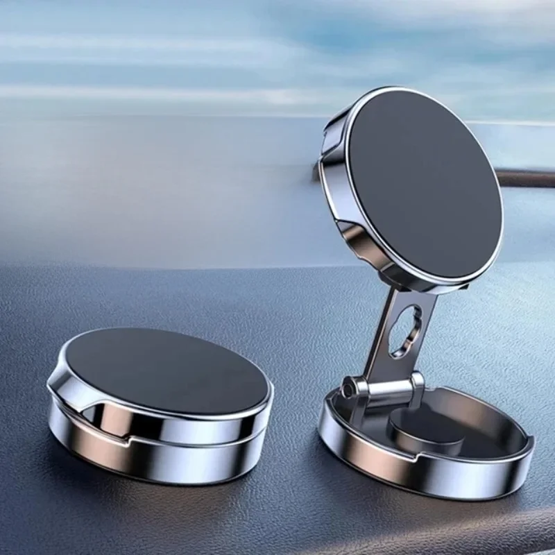 Support magnétique rond pliant pour voiture, Support de téléphone portable rotatif à 360 degrés, Support magnétique puissant pour iPhone Samsung