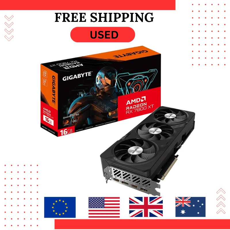 Б/У GIGABYTE RX 7800XT игровая видеокарта 16G OC RDNA3 игровая волшебная видеокарта для редактирования видео графический процессор 16 ГБ GDDR6