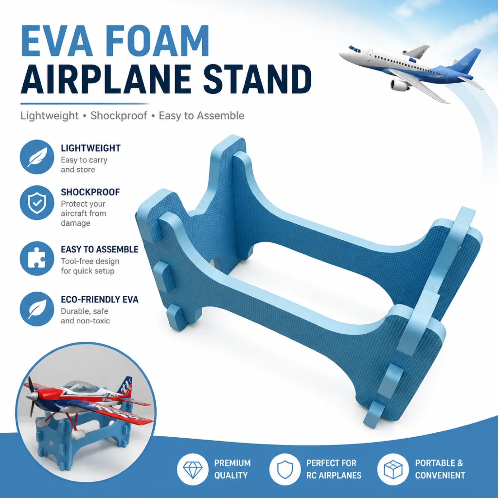 Foam Foam Airplane Stand Safeguarding Padding RC Airplane Stand Fixed-Airfoil Aircraft Cradle Sturdy Hobby Accessory