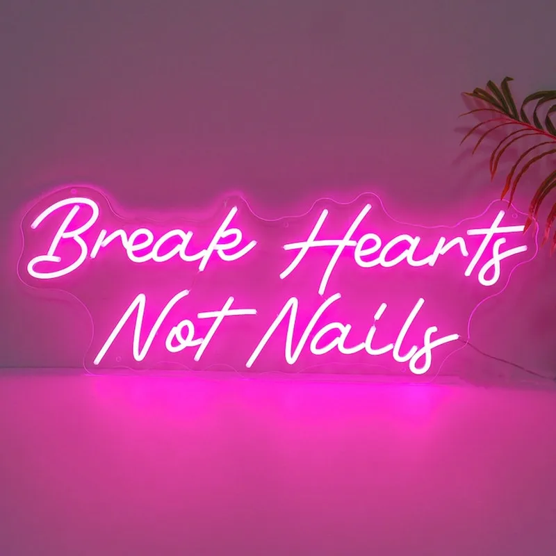 

Break Hearts Not Nails Neon Sign, Beauty Salon Signboard, Nail Studio Led Neon Light, Custom Beauty Nails Room Business Decor