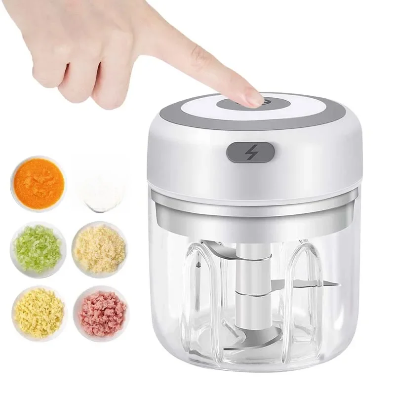 Mini bezprzewodowa elektryczna kruszarka do czosnku 100ml/250ml przenośna rozdrabniacz USB do ładowania imbiru Chili — zdjęcie 2