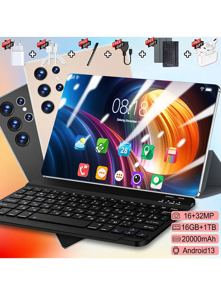 Nowy 10,36-calowy tablet HD 4K 16GB+1TB 20000mAh 14-rdzeniowy z podwójną kartą SIM 5G Android 13.0 16MP 32MP, telefon z Androidem, połączenia, sieć WIFI, Bluetooth, tablet PC w super cenie — 2