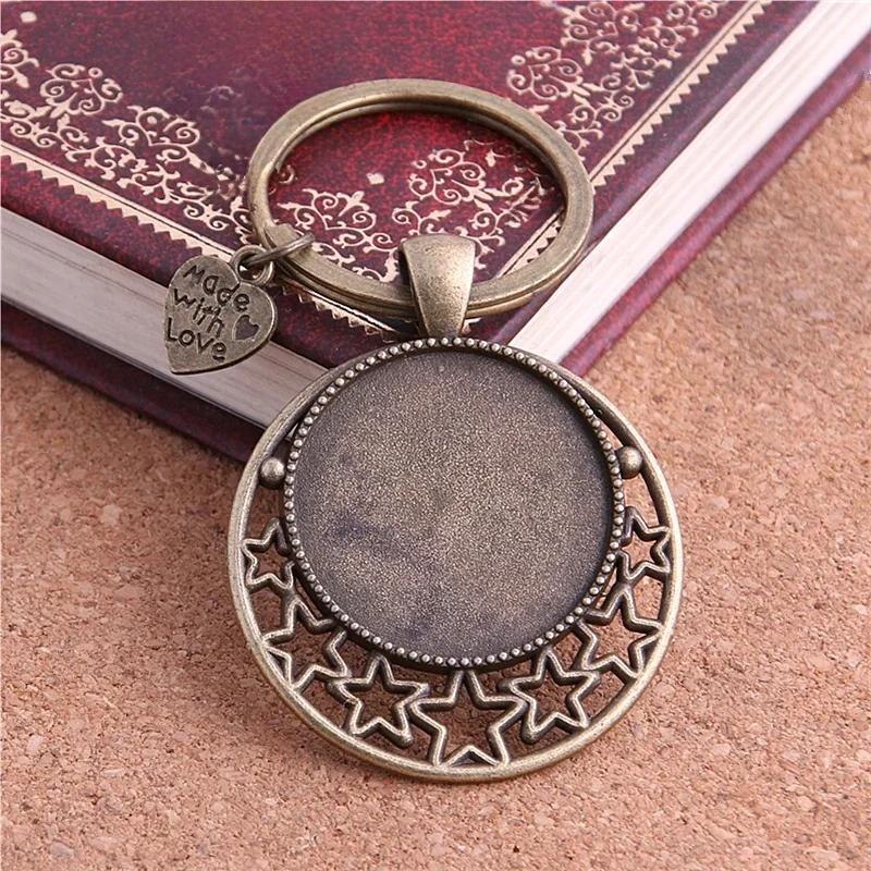 PULCHRITUDE 5 sztuk/partia metalowy brelok okrągły Cabochon ustawianie DIY Vintage Handmade breloczki do tworzenia biżuterii Y1001 — zdjęcie 2