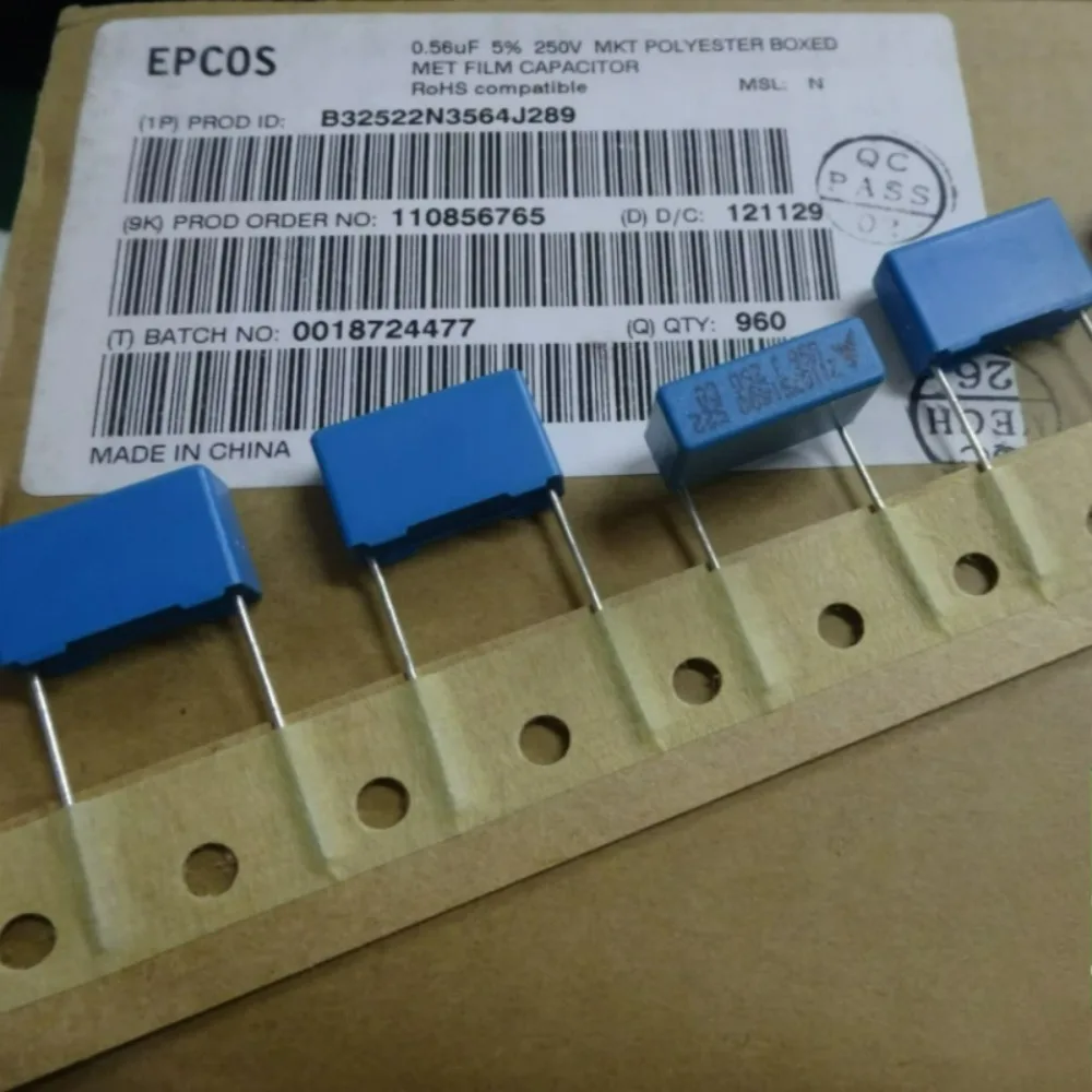 10pcs/lot EPCOS MKT 0.56uf 250V 560nf u56 564 J Brand New 15mm Film Capacitor B32522N3564J