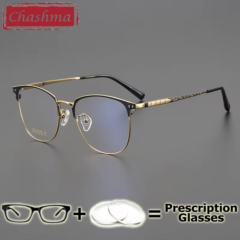 

Men Prescription Eyeglasses Reading Glasses Titanium Round Myopia Farsighted Color Changing Blue Ray Shield Crystal Glasses