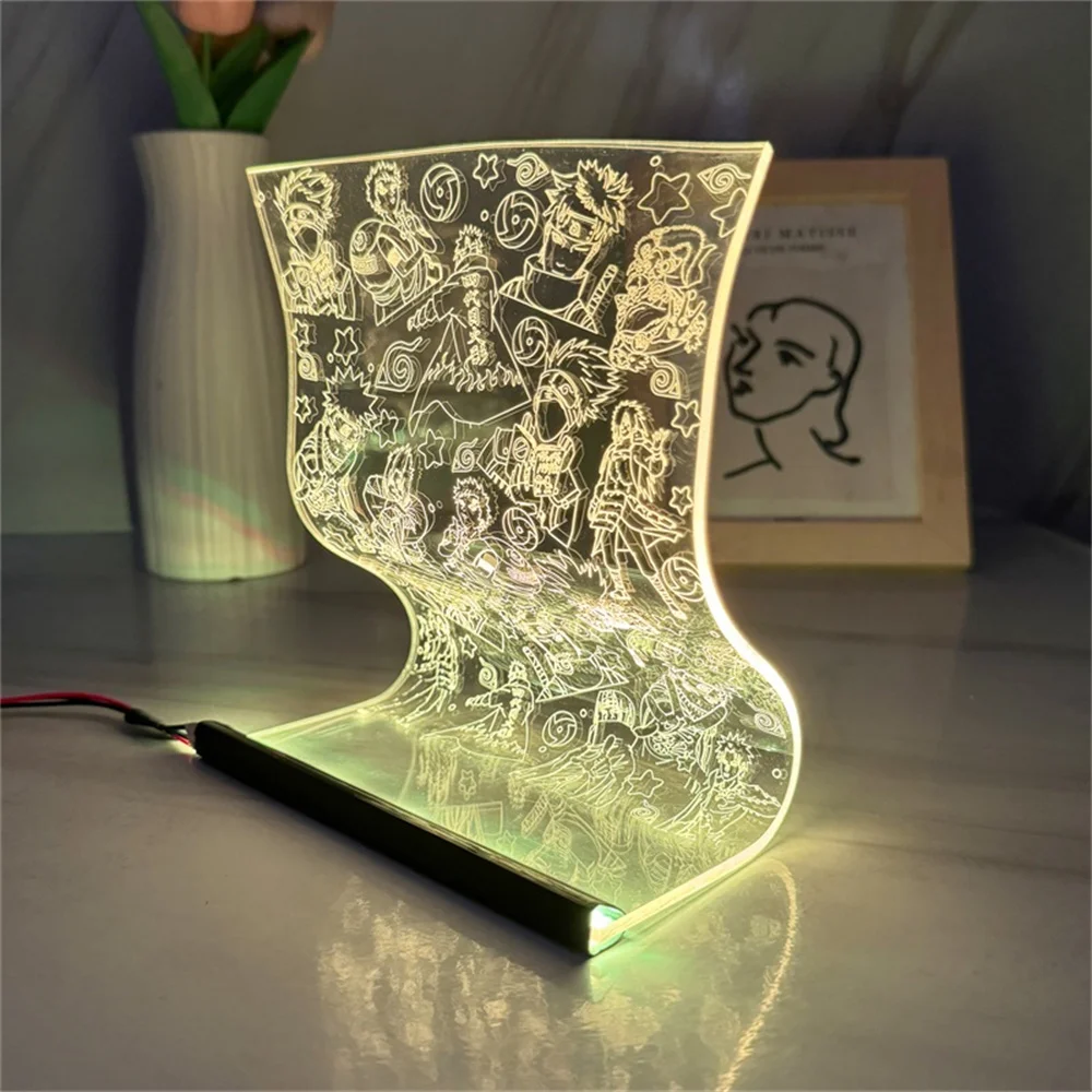 Lámpara de desplazamiento LED de la serie de pendientes, luz de ambiente 3d, personajes de Anime acrílicos, luz nocturna de 3/7 colores, lámpara de arte 3D, regalos de luz de humor