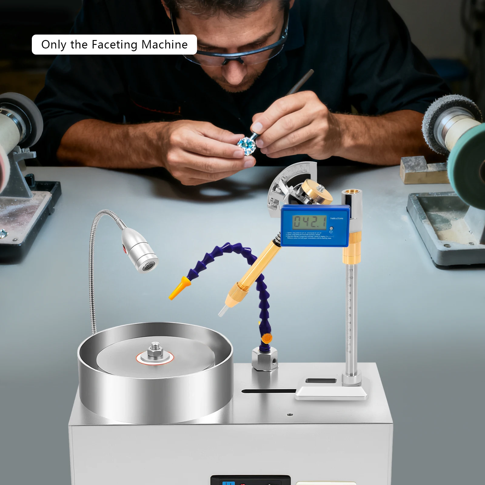 

Faceting Machine, Digital Display Angle Scale Gemstone Faceting Machine, 96 Index Gear Lapidary Machine for Jewelry Making, Gem