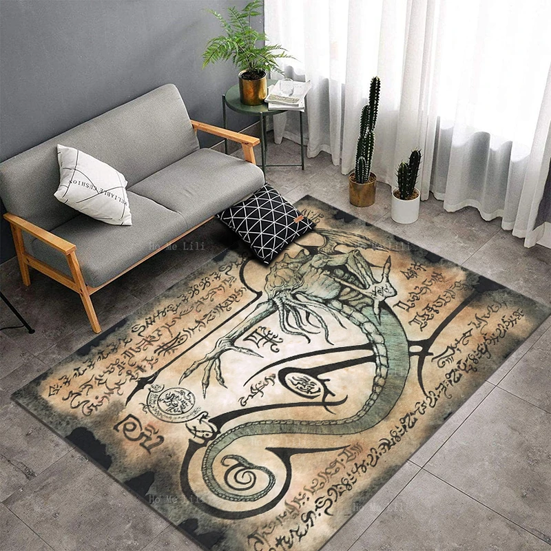 Cthulhu Mythology Cosmic Horror Human Monster Sailor Jerry Traditional Tattoo Vintage Style Carpet By Ho Me Lili For Floor Decor