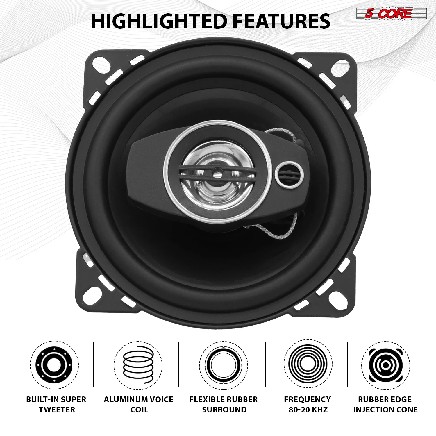 5Core 4 "زوج مكبر صوت للسيارة 250 واط 4Ohm 2 طريقة مكبر صوت محوري مع مكبر صوت فائق عالمي مناسب للمركبة CS 04 2 واط