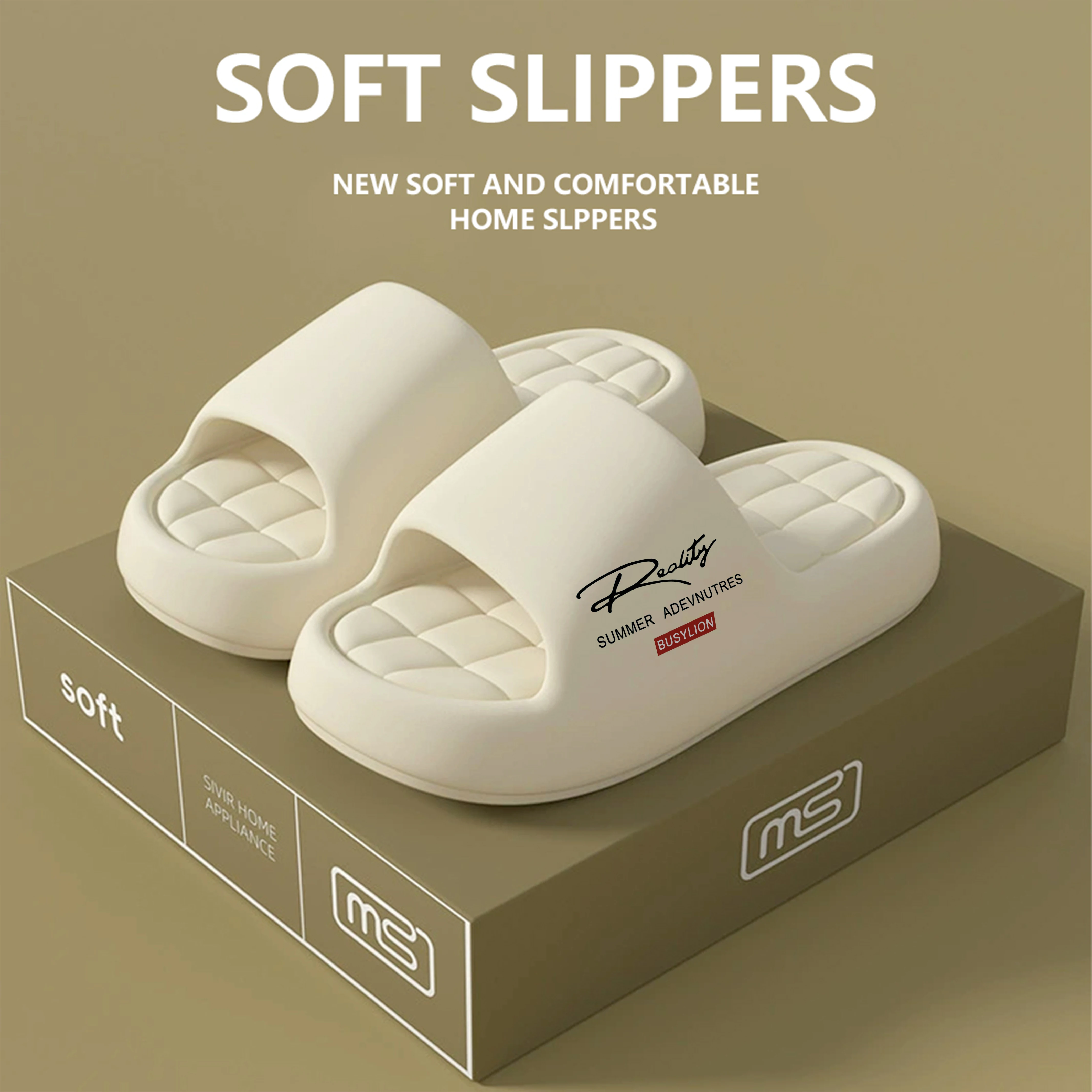 Women's Summer Home Slippers, Casual Open-Toe Slides, Thick Sole with Soft Inner Lining, Comfortable & Breathable, Mult