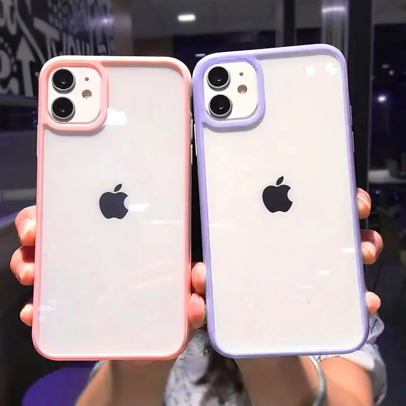 Coque de téléphone souple en Silicone pour iPhone 16 15 14 13 12 11 Pro Max 7 8 Plus, couleur bonbon de protection pour iphone X XR XS Max