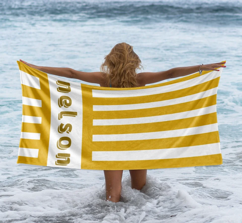 Personalized Striped Color Beach Towel, Custom Bath Towel With Name,Pool Towel For Adults, Vacation Gift, Picnic Towel,Oversized