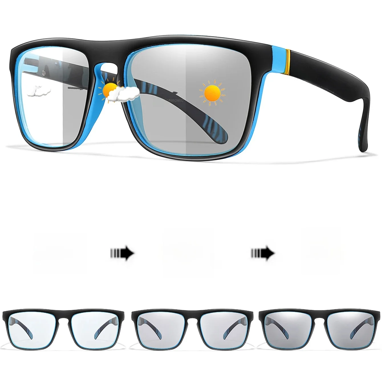 AliExpress NONE Photochromic Cycling Sunglasses for Men and Women Square Glasses Outdoor Sports Running, Hiking , Baseball