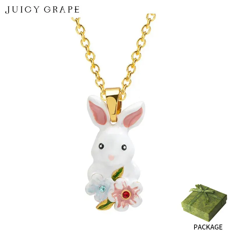 Juicy Grape Key Chains Luxury For Woman Cute Rabbit Flower Hand Painted Enamel Necklaces Handbag Accessories Key Chain Pendants