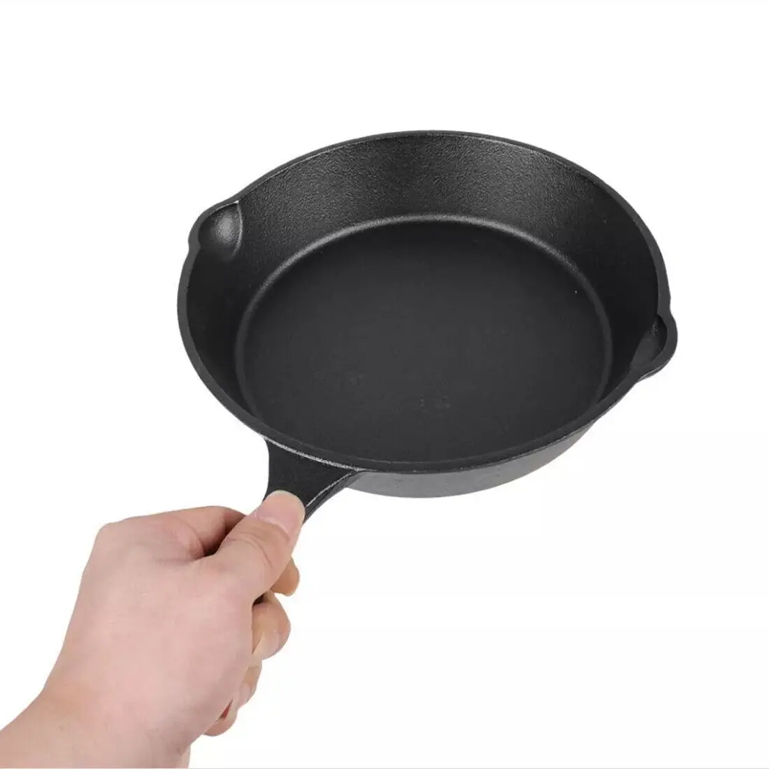3-teiliges Gusseisen-Pfannenset, Voreingebranntes Bratpfannenset mit Ausgießern und Ergonomischen Griffen, Robustes Kochgeschirr für Herd, Ofen, Grill, Camping und Heimküche