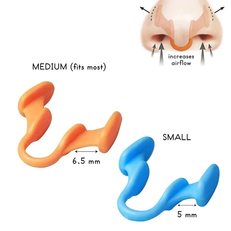 Dilatador Nasal antironquidos de silicona, 2 uds., mejora el sueño, Clip de silicona para la nariz, ayuda para dormir, dispositivo de prevención, dispositivos antironquidos