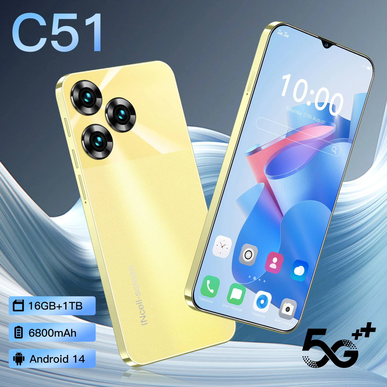 

New C51 Smartphone 6.8inch Full Screen 4G/5G Cell Phone 16TB+1TB 6800mAh Mobile Phones 108MP Global Version Celulares