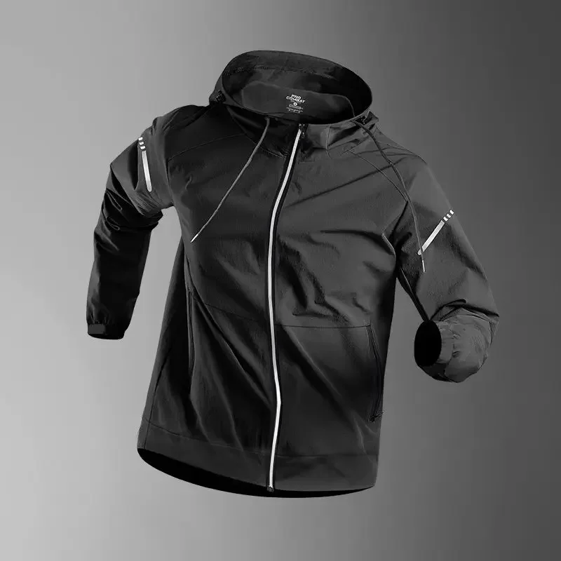AliExpress Men's Spring/Autumn Quick-Dry Hooded Jacket for Running, Cycling, Fitness,Gym,Track,Soccer, Basketball, Volleyball, Badminton