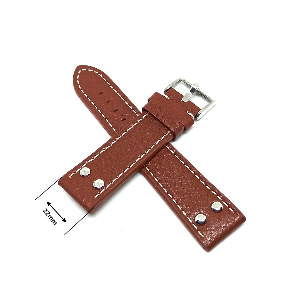 Fits/For TW Steel TW1 , CE7017 , TWA952 , TW1010-1 - 22mm Brown Rivet Genuine Leather Replacement Watch Band Strap