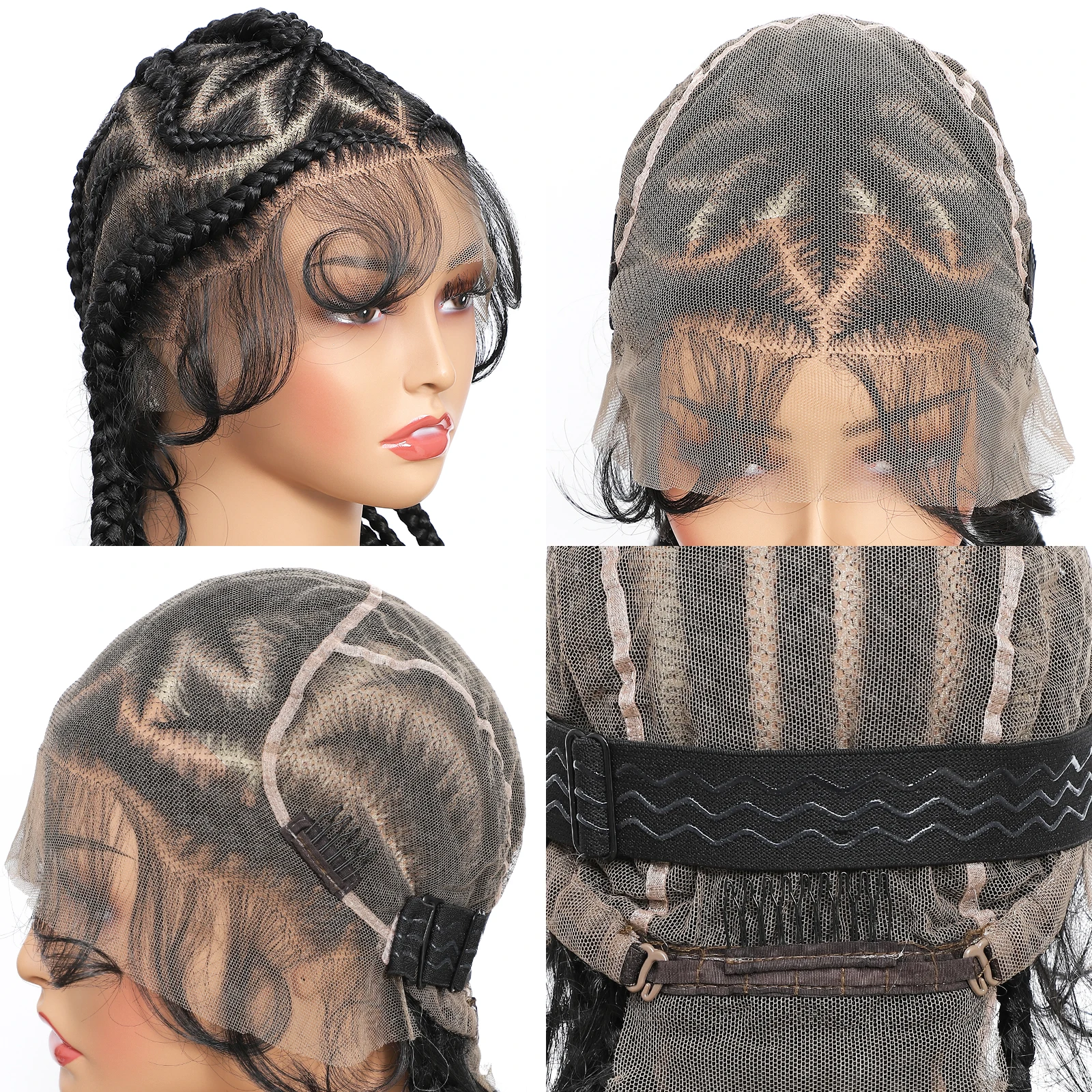 Perruque tressée Cornrow de 12 pouces, tresses frontales en dentelle sans nœuds, perruques synthétiques tressées en dentelle complète avec cheveux de bébé pour femmes noires