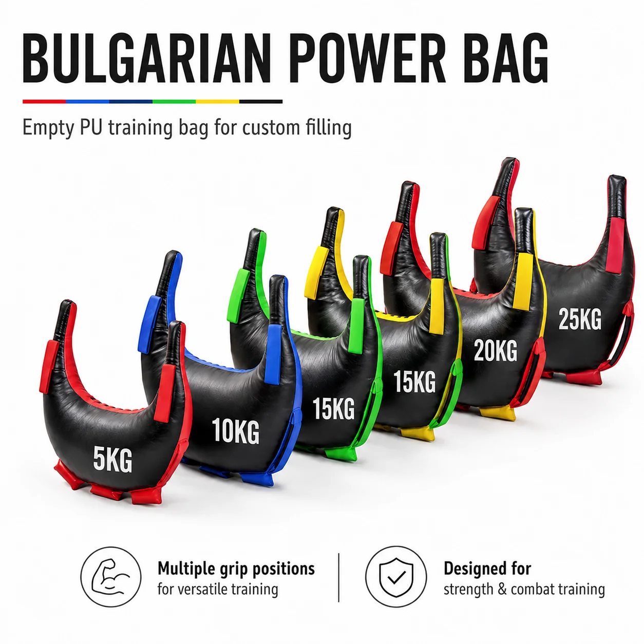 Empty Bulgarian Training Bag PU Leather Unfilled Sandbag for Strength Workout MMA Boxing Muay Thai Sanda Home Gym Fitness