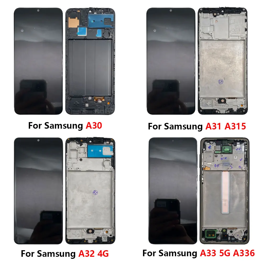 New For Samsung A20 A30 A30s A31 A51 A22 A32 A33 A53 M21 M31 4G 5G LCD Display Touch Screen Digitizer Assembly With Frame