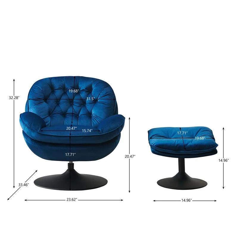 [Flash Sale]Senior Swivel Leisure Chair Lounge Chair High Quality Velvet with Ottoman Multiple Color Choices[US-Stock]