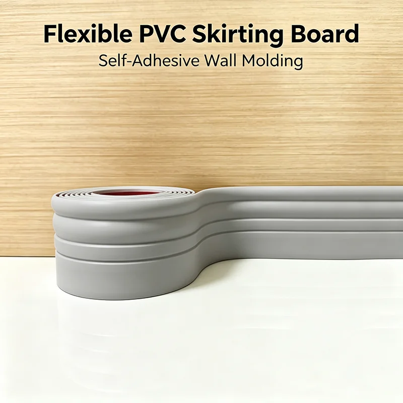 1 Roll Of 5-Meter Self-Adhesive 3D Decorative Wall Sticker, 3mm Thick PVC Skirting Board, Elegant And Minimalist style.