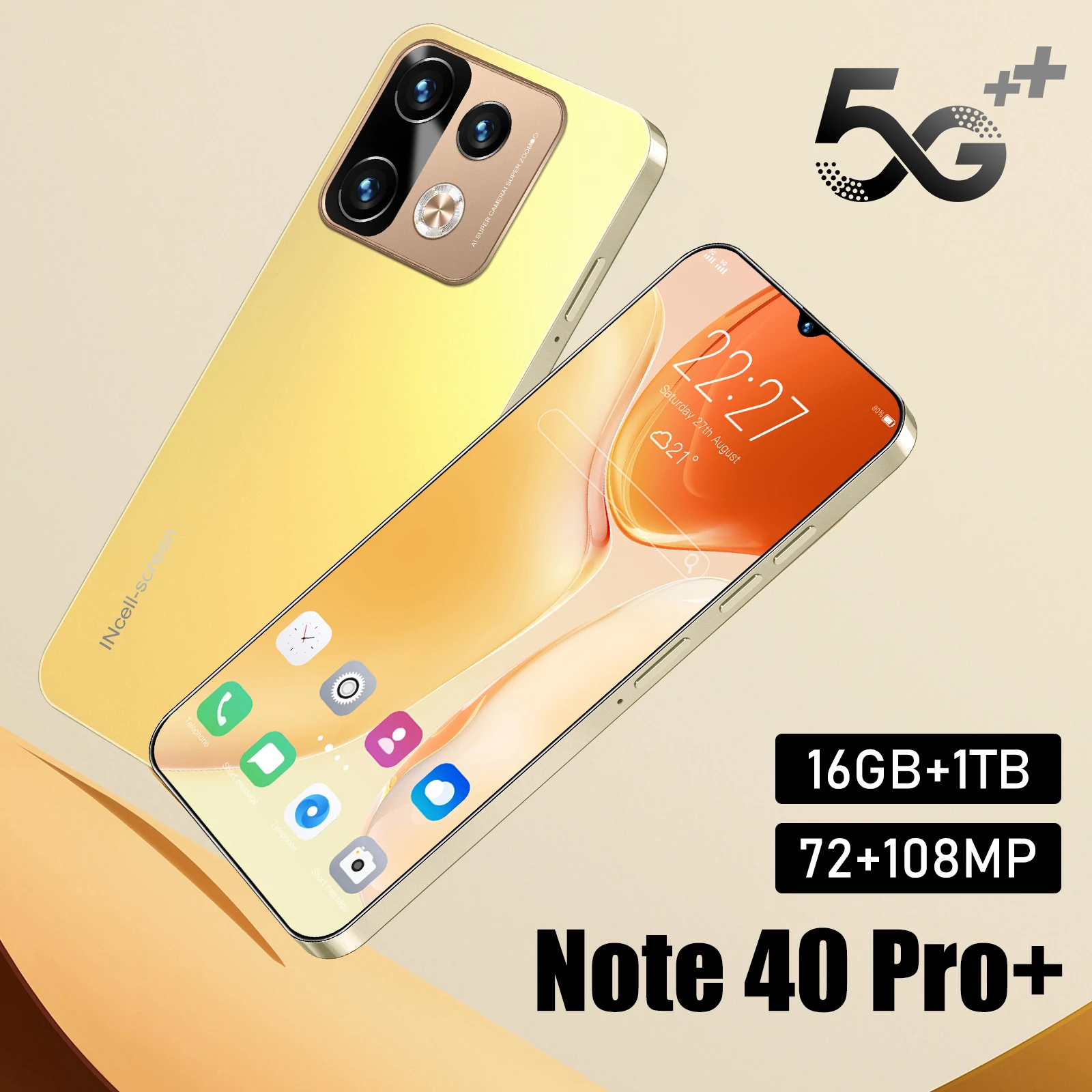 

2024 New high-end mobile phones Note 40 Pro Smartphone 6.8 inch Global Version 16G+1TB Android14 72+108MPCamera 4G/5G Cell Phone