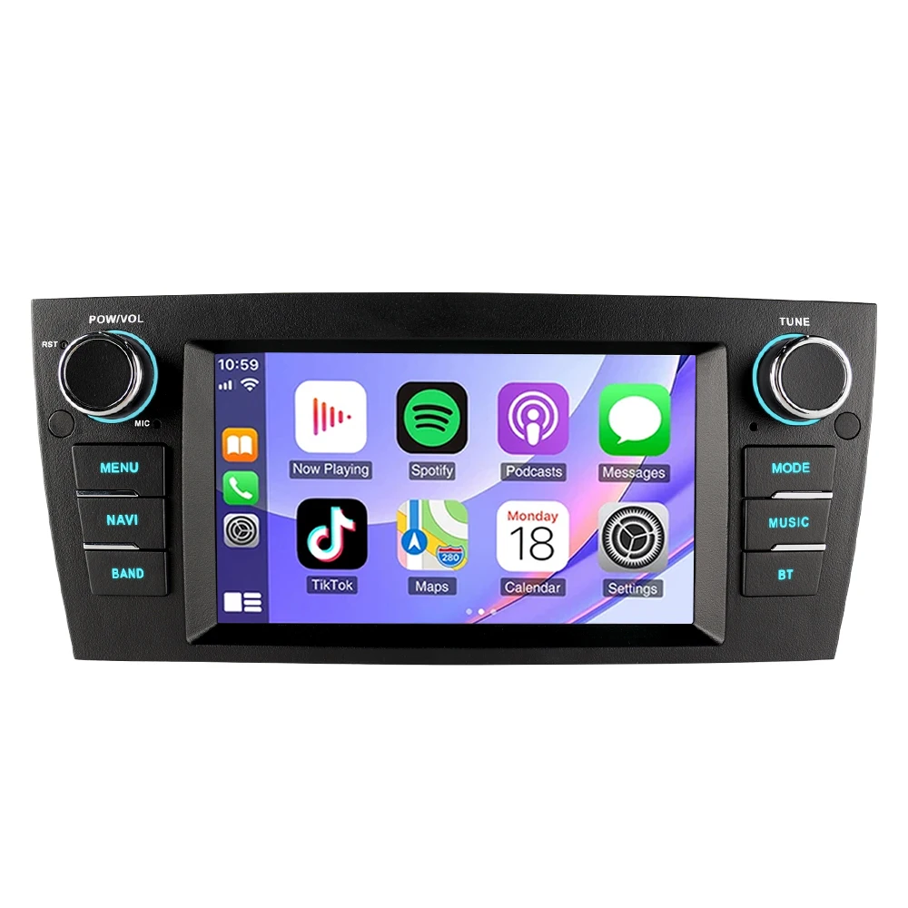 ESSGOO GPS-navigatie WIFI 7 Inch IPS Aanraakscherm Draadloze Carplay Android auto Voor BMW 3 Serie E90 E91 E92 E93 Android 14 Autoradio USB Microfoon Bluetooth Spiegellink 7-kleurenlicht ASP-geluid - afbeelding 2
