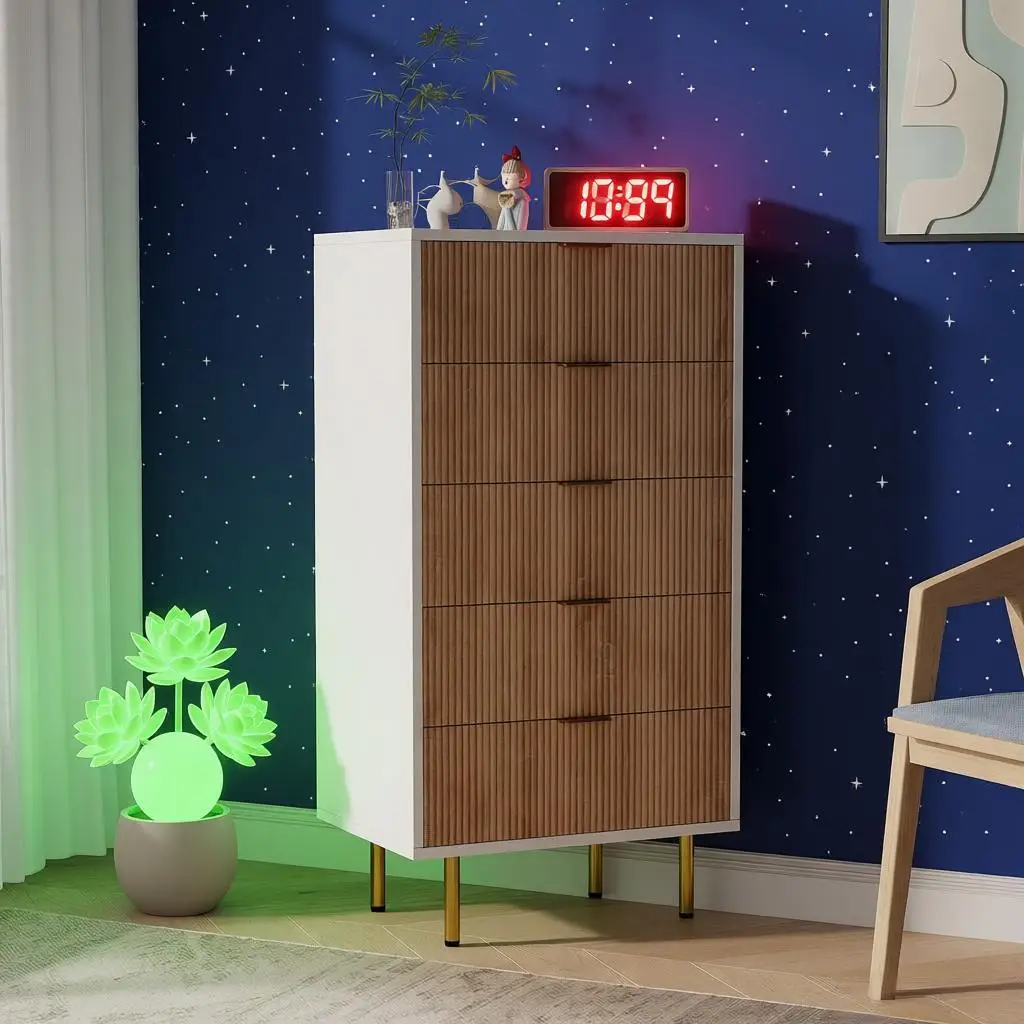 Cajonera de 5 cajones, 60x34x cm, almacenamiento para sala de estar/dormitorio/entrada, organizador multifunción, panel de partículas E1