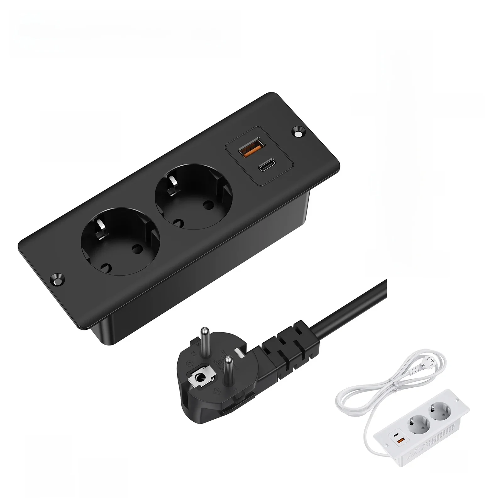 EU Tafel Verzonken Stopcontacten Ingebouwde Stopcontacten met USB Type C PD20W Stekkerdoos Bureau Verborgen Stopcontact 2m Verlengsnoer Thuis - afbeelding 2