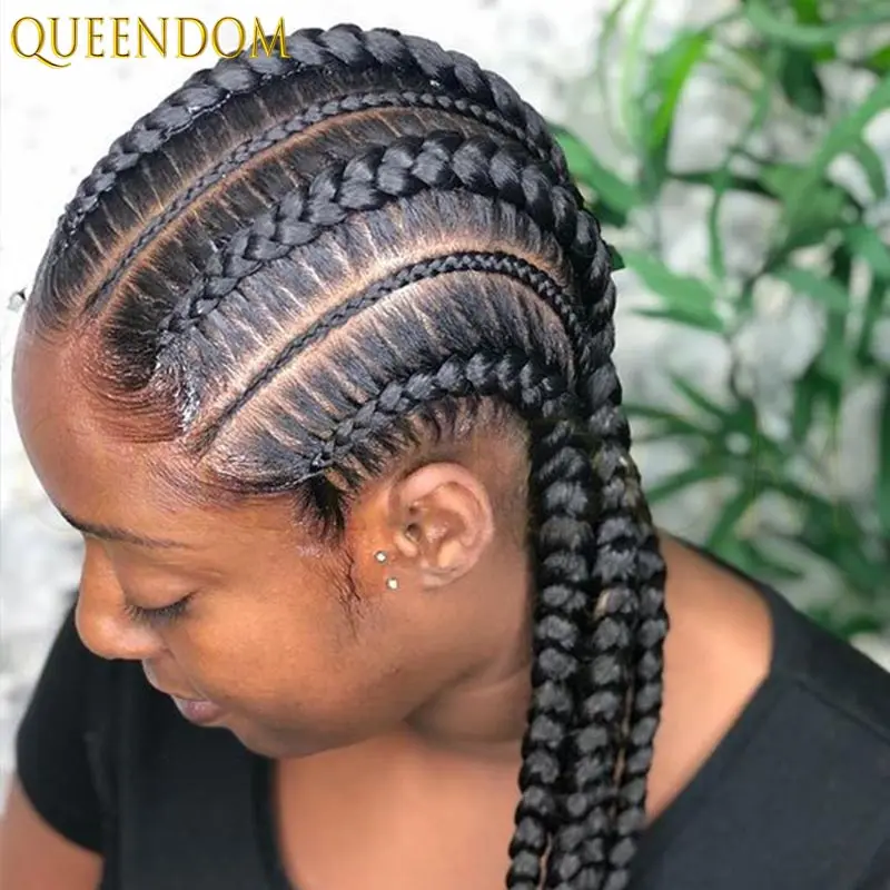 

36" Synthetic Full Lace Wig for Black Women Knotless Box Braid African Braided Wigs Lace Frontal Cornrow Braids Faux Locs Wig