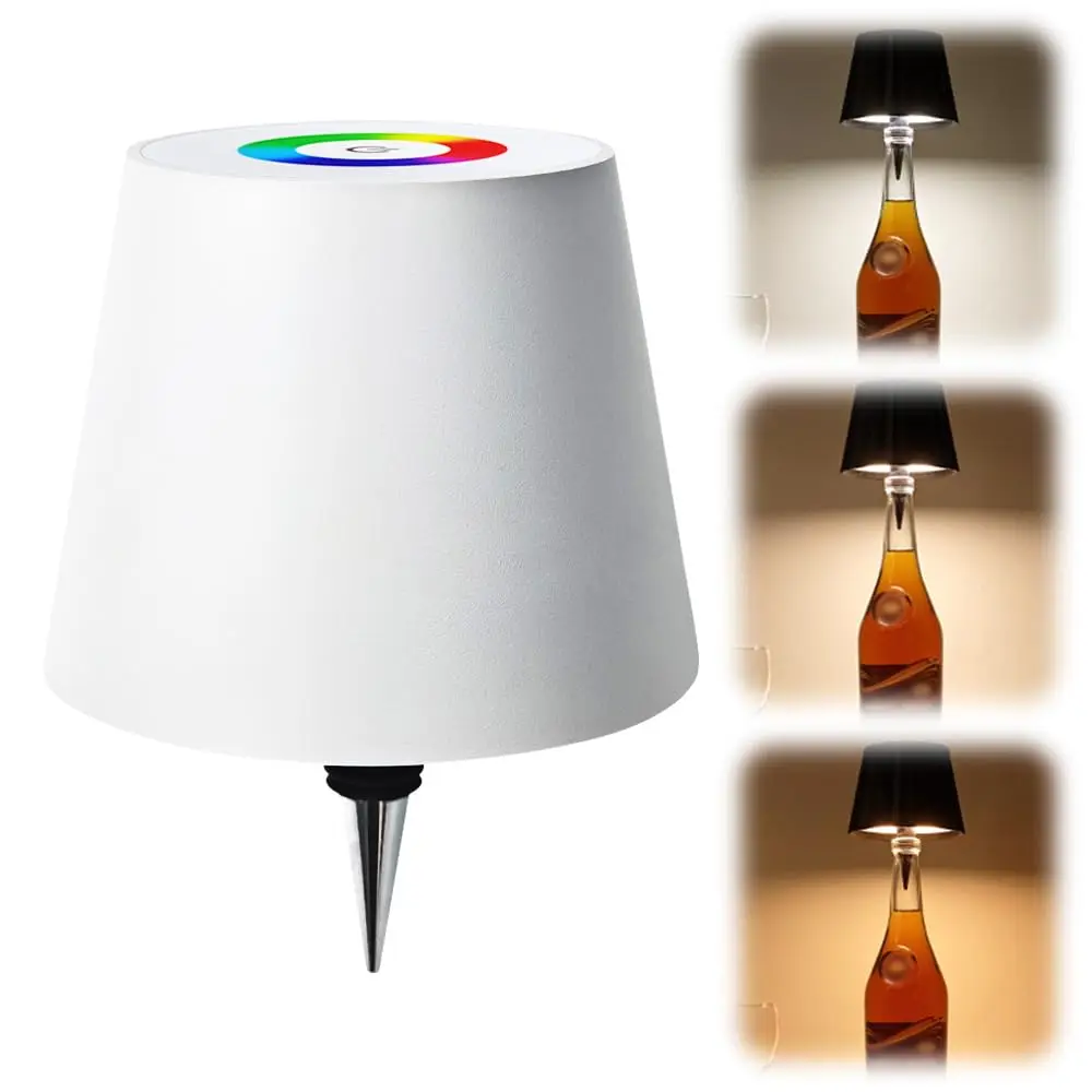 

Wireless Bottle Lamp RGB Light Modes & 3 Color Table Lamp Touch Dimmable with Stepless Brightness Control Recharge