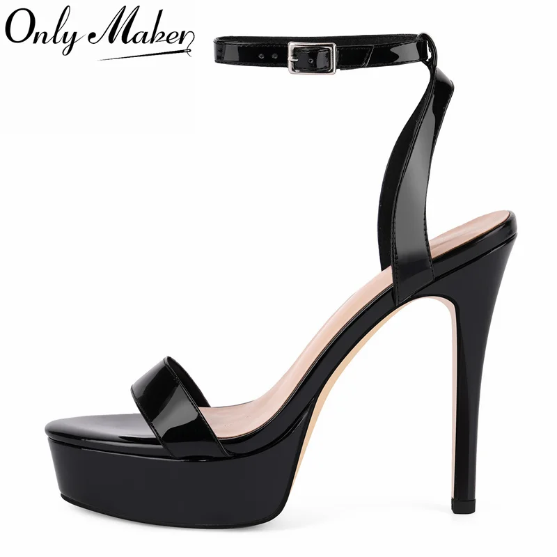 

Onlymaker Women Round Open Toe Platform Stiletto High Heels Ankle Strap Sexy Heeled Wedding Party Dress Sandals