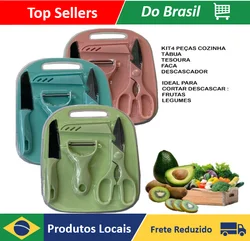 KIT Knives Scissors Peeler Colorful Stainless Steel Kitchen Board 4 PIECES-Neverdie Store