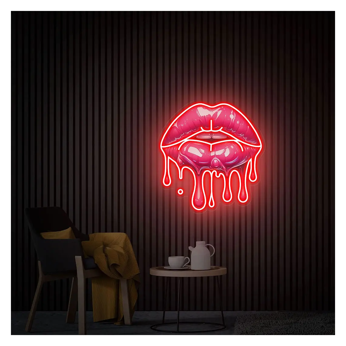 Dripping Lips UV Printed Neon Sign Handmade Acrylic Artwork Sign Beauty Wall Art Sypialnia Neon Pink Sign Prezent urodzinowy dla dziewczynki