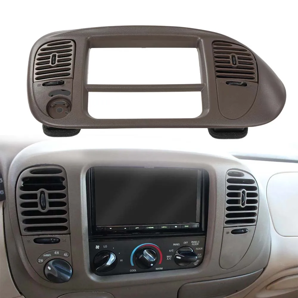 

Crossdesign Car Front Center Dash Radio Surround Bezel Trim Panel Brown Fit for 2000 2001 2002 2003 Ford F150 Plastic Durable