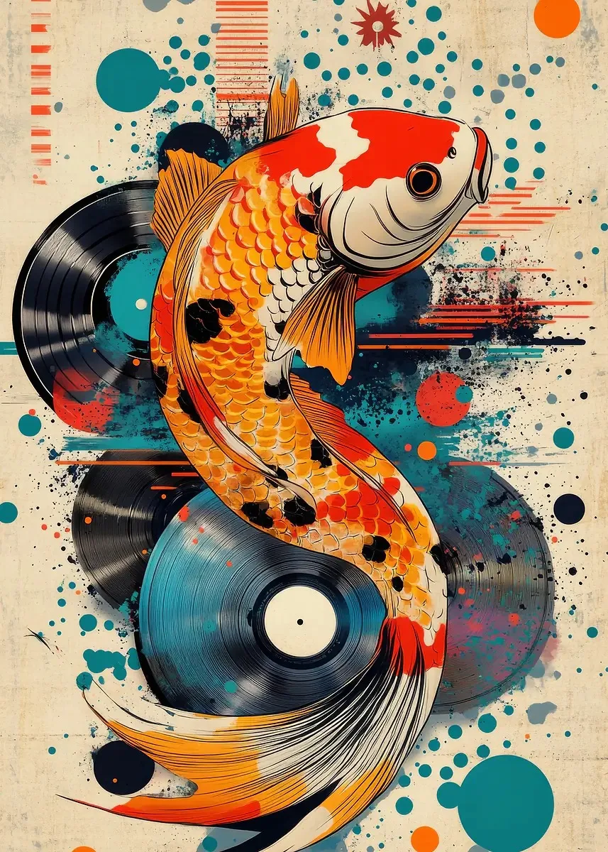 Japanischer Vintage-Musik-Leinwanddruck, rahmenlos, abstraktes japanisches Wandkunst-Poster für Wohnzimmer und Schlafzimmer, Dekoration, Geschenk