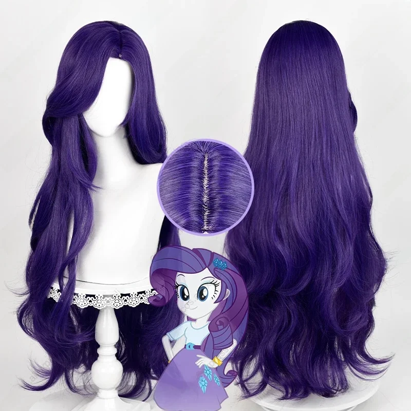 Rarity Cosplay Peruka 90 cm Długie ciemnofioletowe peruki kręcone Żaroodporne włosy syntetyczne — zdjęcie 2