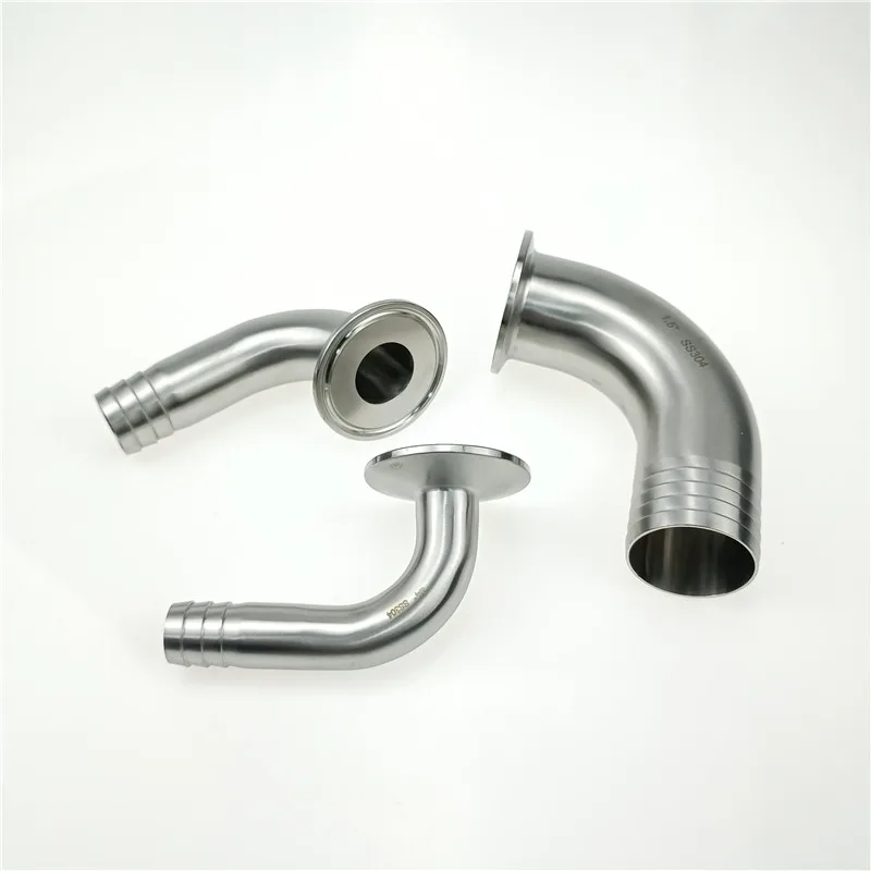 SUS304 Tri Clamp 90 Degree Elbow Sanitary Fitting Homebrew 12.7-38mm Hose Barb TC25.4 TC34 1.5 Inch Sizes Available