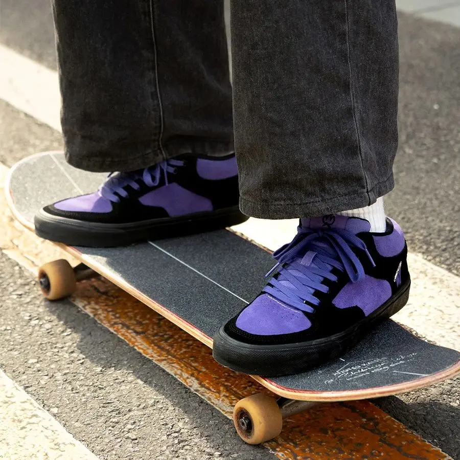 Joiints Purple Skateboarding Shoes for Men Athletic Sneaker Mid Top Anti-slip Casual Soft Leather Lace-up Breathable Tennis