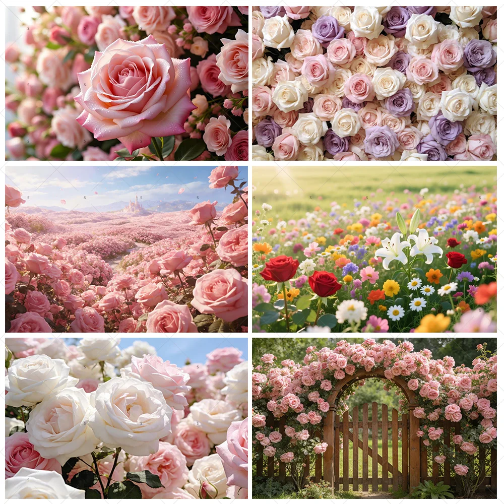 

Spring Flowers Theme Girls Birthday Party Supplies Beautiful rose Backdrop Baby Shower Background Banner Photography props Decor