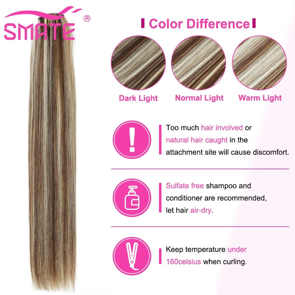 7Pcs Clip in Hair Extensions 100% Human Hair Straight Hairpiece Natural Hair Extensions Full Head Ombre Color For Women