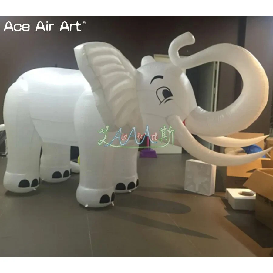 Amazing Animal Toy White Inflatable Elephant Model Elephant Mascot Cold Air Balloon