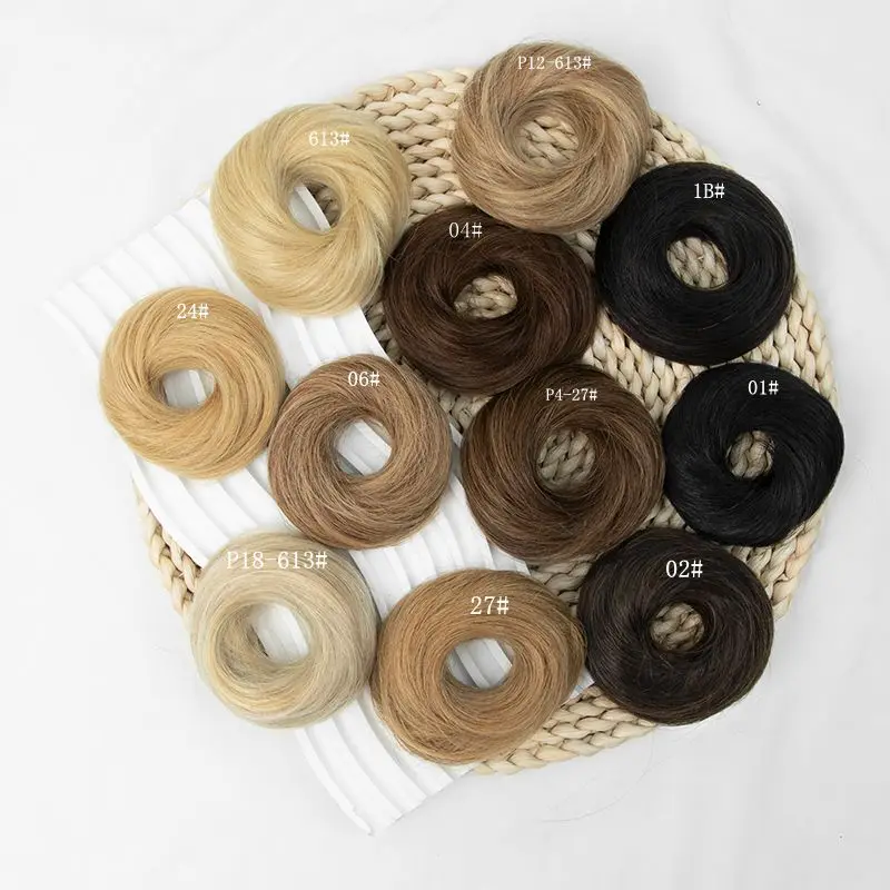 Sanggul Rambut Chignon Ekstensi Rambut Asli Manusia Gaya Sanggul Rambut Elegan Rambut Pirang 6 inci