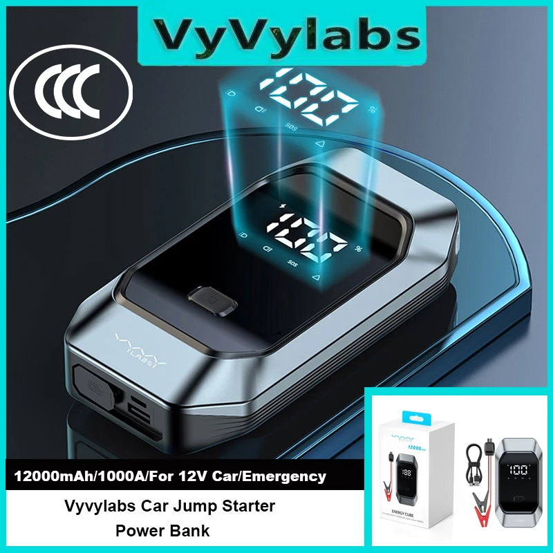 

Автомобильный стартер VYVYLABS, 12000 мАч, Power Bank CCC для iPhone 17, усилитель, автомобильный аварийный аккумулятор для автомобильного внешнего аккумулятора 12 В