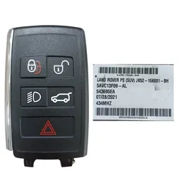 CN004038 OEM inteligentny klucz do Land/Range Rover 4 + 1 przycisk 434MHz HITAG PRO Chip część nr: PS(SUV)JK52-15K601-BH